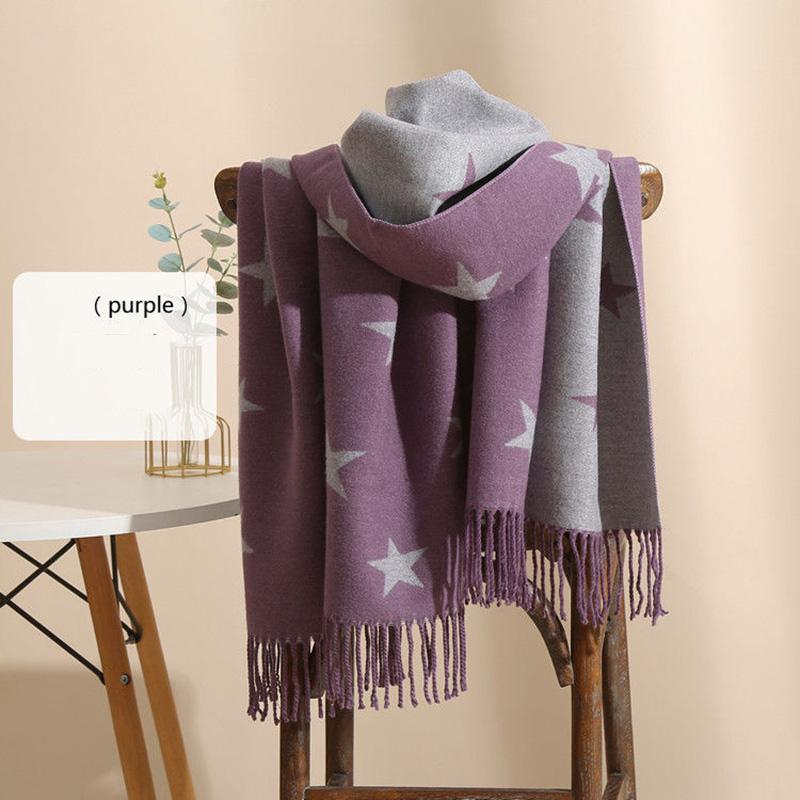 Double-sided Can Be Used Artificial Cashmere Printed Scarf Women's Winter Thickened Scarf Wild Warmth Tassel Shawl