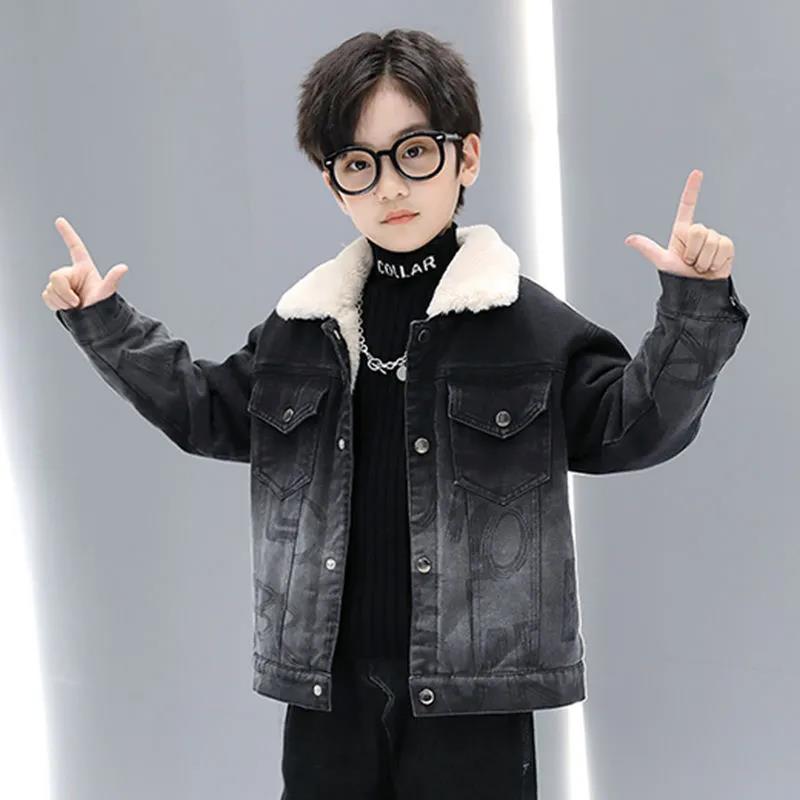 Boys' Jackets In Autumn and Winter Small Medium-sized Children Schools Overcome The Trend of Plush and Thickening Children's Large Fur Collar Jackets