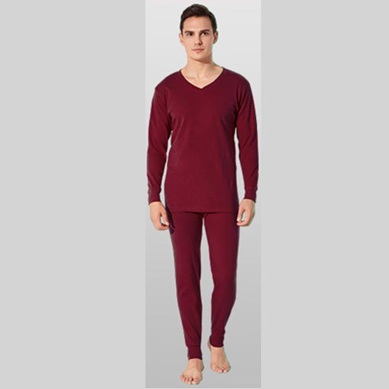 Men Winter Thermal Underwear V-neck Tops Pants Male Autumn Clothes Tight Suit Thicken Windproof Comfortable Soft Lining Long Sleeve High Elasticity