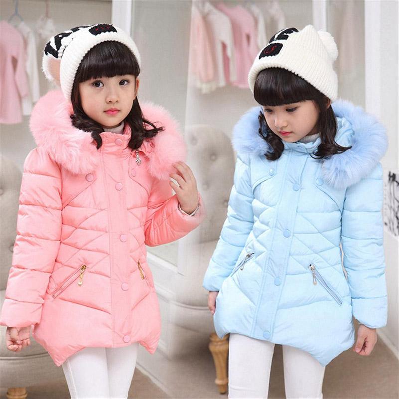 Girls' Winter Coat Mid-length Plus Velvet Thickening Autumn and Winter Little Girl Padded Jacket Children's Warm Down Jackets