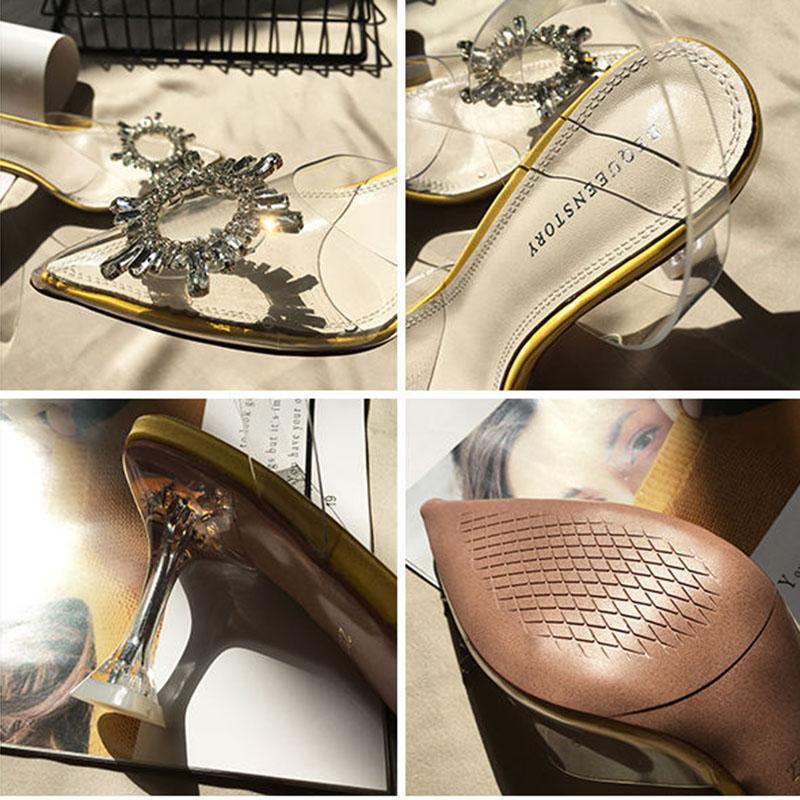 Women Transparent Sandals Female Summer Thin Heels Sexy Ladies High Heels with Crystal