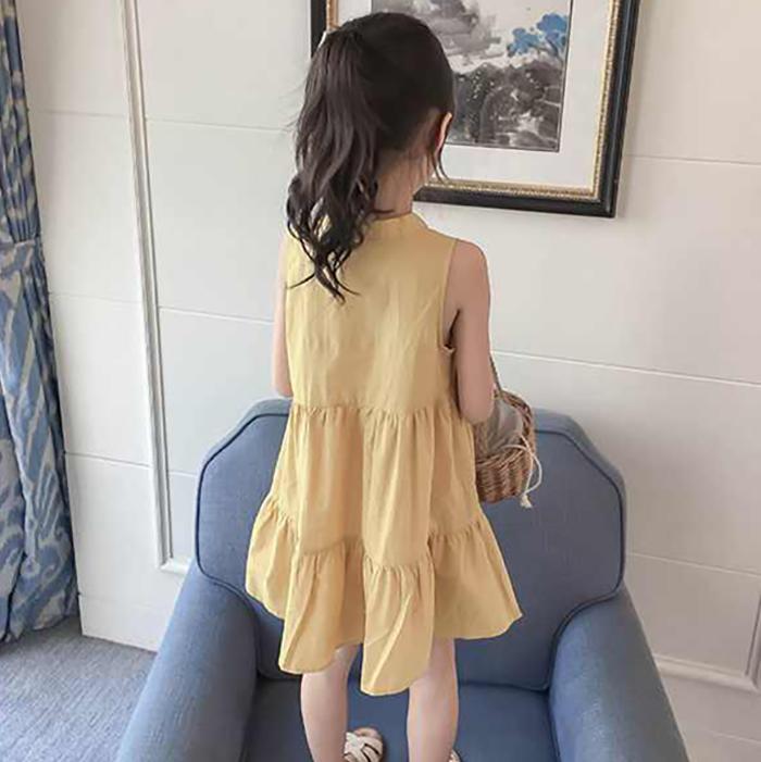 Girls Dress Summer Toddler Dress Sleeveless Dress Loose Solid Princess Dress Girls Baby Kids Clothing