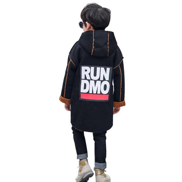 Boy's Coat Autumn and Winter Thickened Children's Woolen Coat Plus Velvet Thick Windbreaker