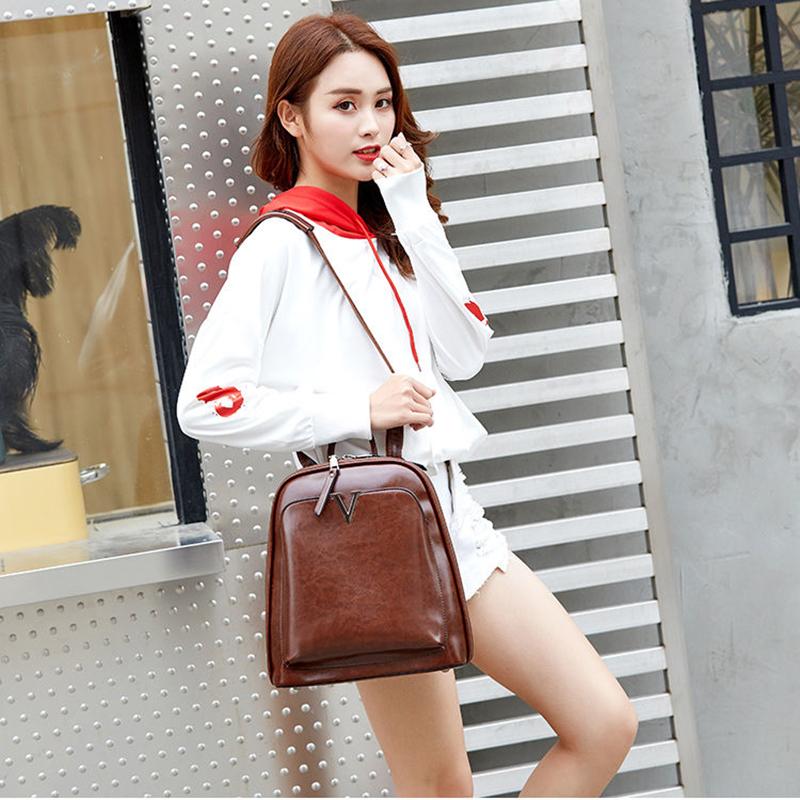 Real Genuine Leather Backpack Casual Multilayer Large Capacity College Elegant High Quality Shopping Travel