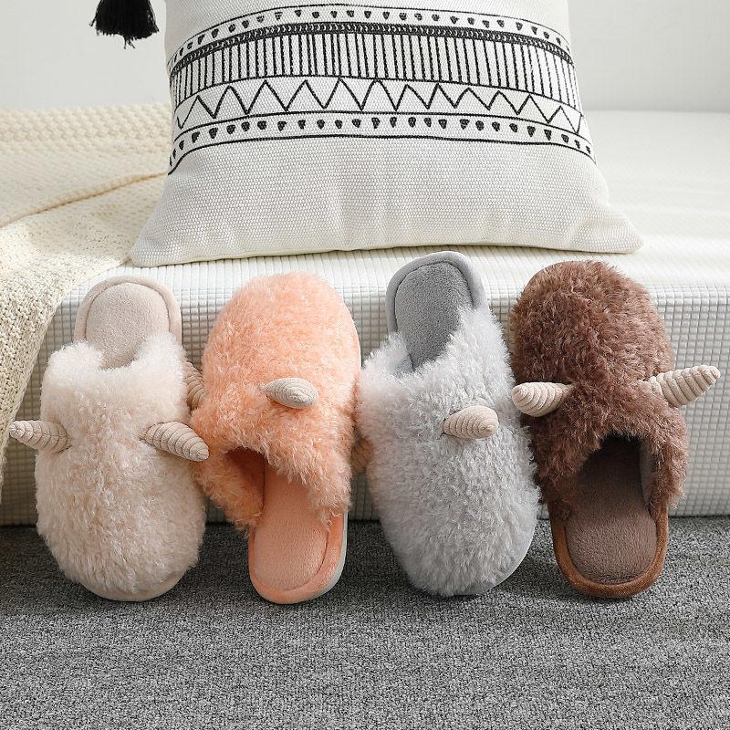 Autumn and Winter Pure Cotton Slippers Claw Design Shoes Indoor Non-slip Soft-soled Shoes Warm Simple Plush Cotton Shoes