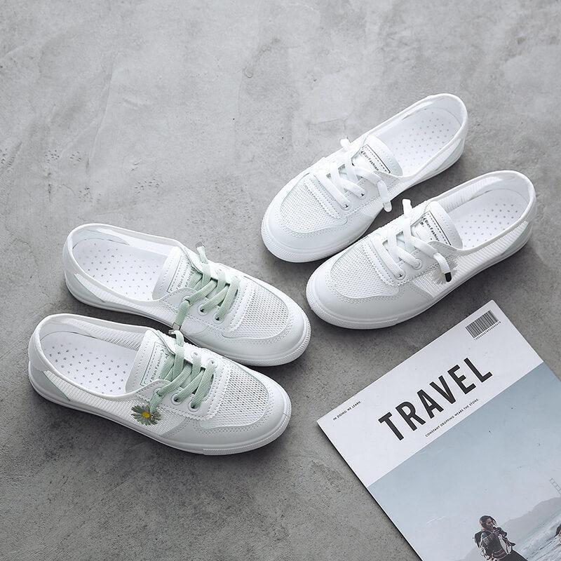 2021 New Spring Summer All-match Mesh Breathable Sneakers All-match Casual White Shoes Lazy Shoes Tide