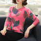 Bohemian Women Short Printed Woollen Sweater Female Rhinestone Soft Sweater  V-neck Jumper Knit Pullover Outwear