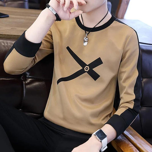 Spring and Autumn Long-sleeved T-shirt Men's Slim Trend Sweater Men's Plus Size Wild T-shirt