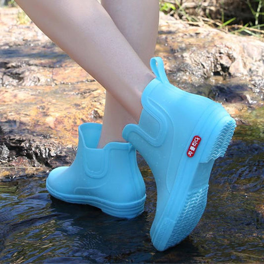 Fashion Rain Boots Women's Short Tube Water Shoes Four Seasons Work Shoes In Tube Waterproof Non-slip Wear-resistant Rain Boots