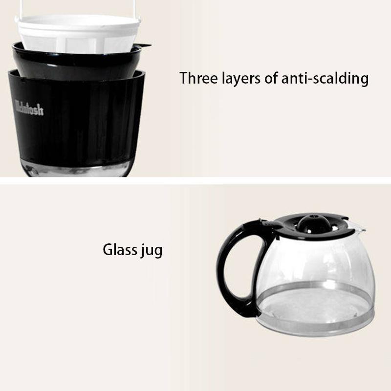 Drip Coffee Machine Filter 550W Kitchen Appliances Dripping Coffee Maker Boiled Tea Powder Milk Keep Warm 6 Cup for Gift Sonifer