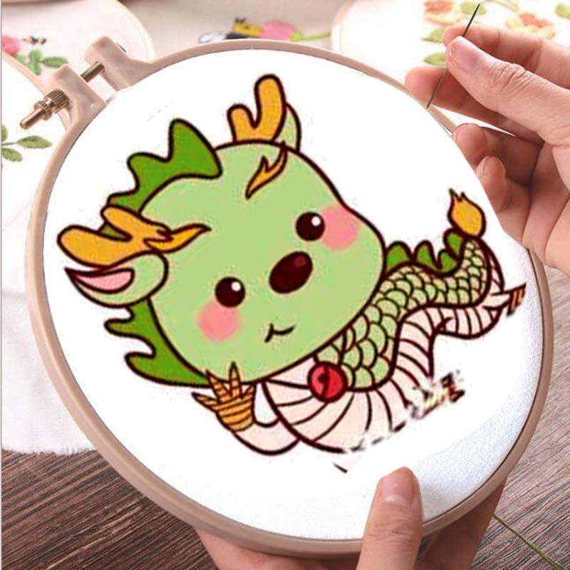 Zodiac Printing Cross Stitch Manual Thread Embroidery Small Picture Children Students Simple Learning Embroidery