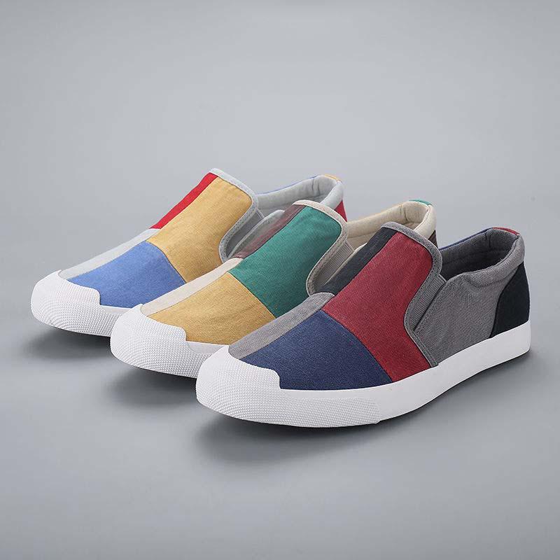 Plus Size 38-44 Summer Men Colorblock Canvas Sneakers Comfortable Running Basketball Shoes Breathable Shockproof Non-slip Shoes