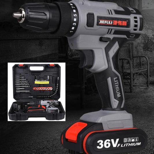 36V Industrial Impact Drill Set Cordless Electric Drill Screwdriver Rechargeable Motor for Construction and Woodworking