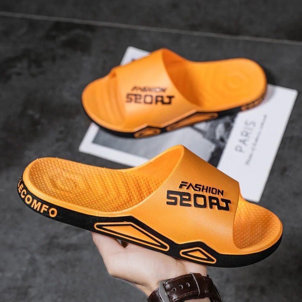 Men's Slippers Non-slip Thick-soled Wear-resistant One-word Slippers Personality Trend Home Bathroom Sandals and Slippers