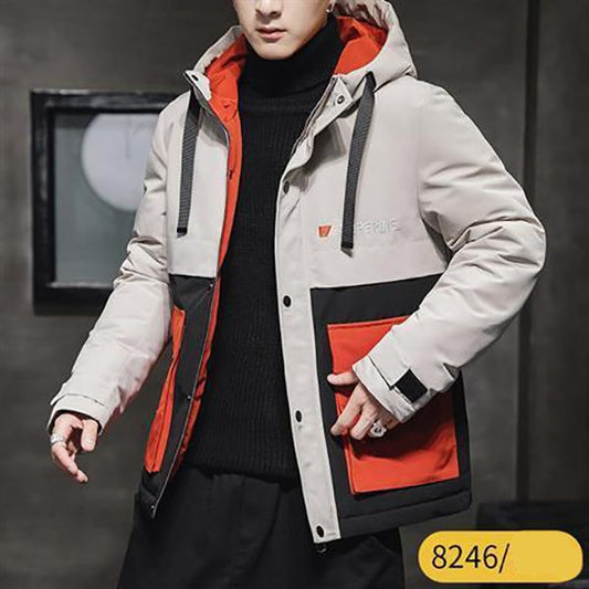 Fashion Men's Jacket Winter Thickening Warmth  Matching Hooded Down Padded Jacket