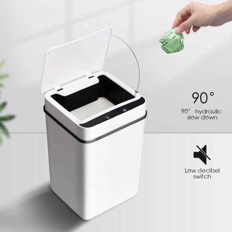 18 Liters Smart Sensor Trash Can Household with Lid Bathroom Kitchen Living Room Toilet Automatic Thickening Increase Trash Can Battery Type