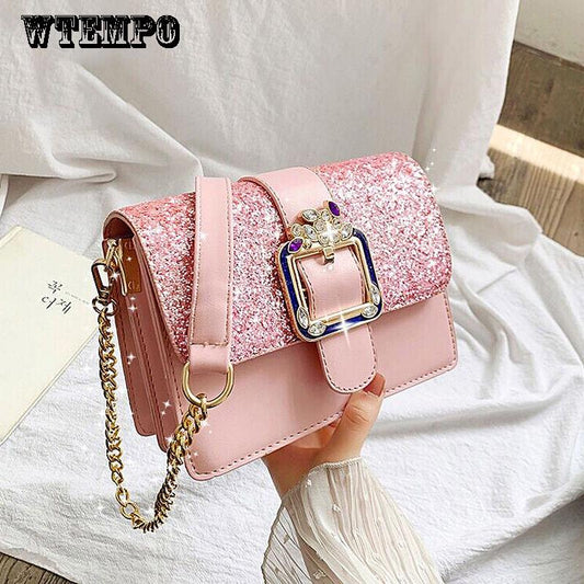 Women's bag fashion trend Messenger bag casual shopping street wild sequin chain shoulder bag