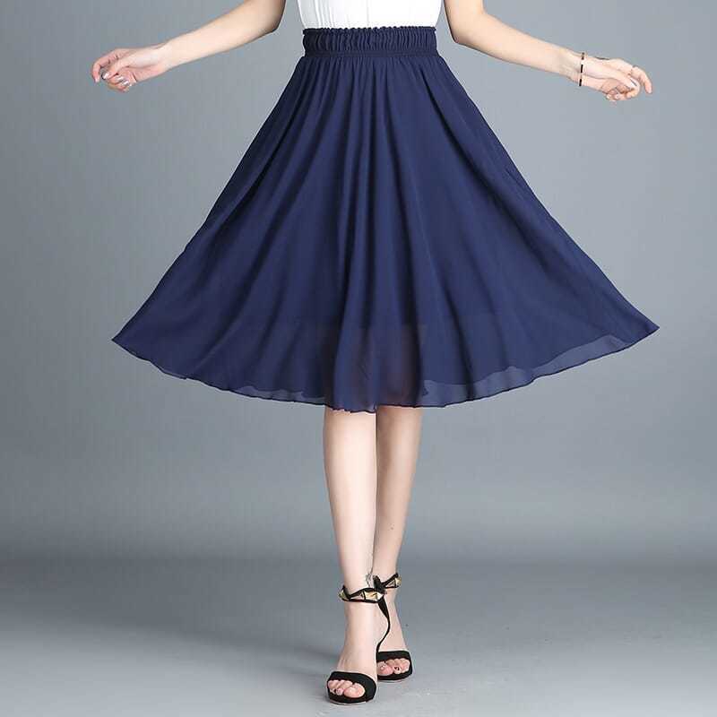 Floral Chiffon Skirt Female Summer Mid-length High-waist Print Big Swing Fairy Skirt Ladies Small Short Skirt Thin