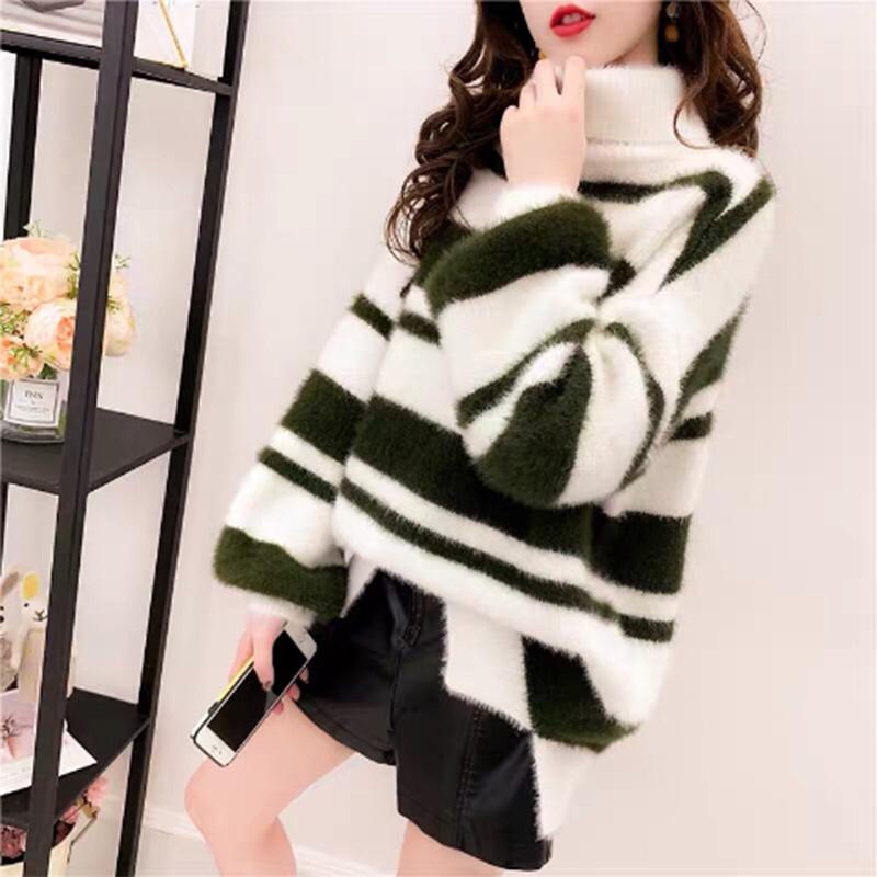 Water Jacket Jacket Warm Winter Jacket Autumn and Winter Thick Turtleneck Sweater Female Loose