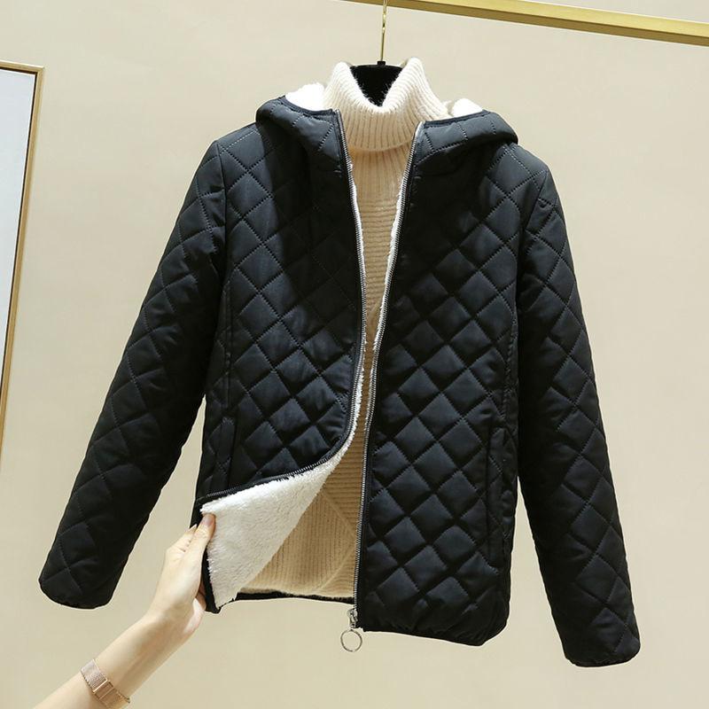 Plush Padded Hooded Cotton-padded Jacket Women's Winter Clothing  Lamb Velvet Coat Cotton-padded Jacket