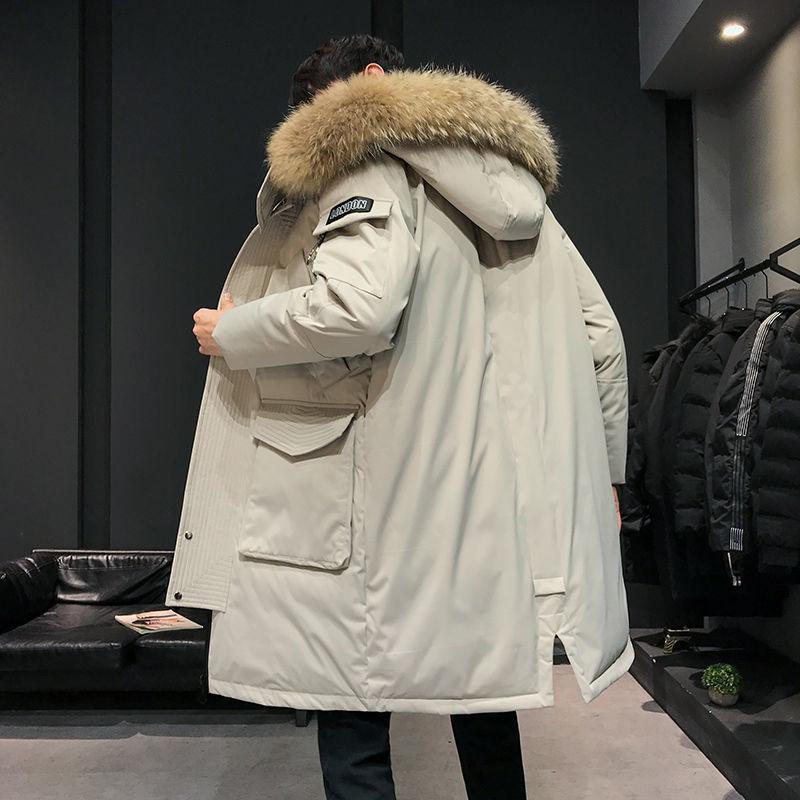 Mid-length Over The Knee Large Size Stand-up Collar Men's Down Jacket Winter Fashion Trend Windproof Warm Youth Jacket