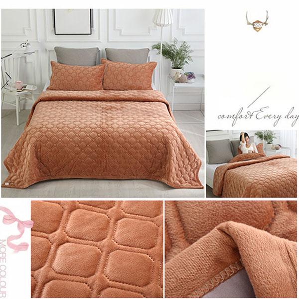 3pcs/set Winter Crystal Velvet Lace Warm Sheet Double Layer Plus Cotton Bed Cover Thicker Blanket Non-slip Short Fleece Blanket