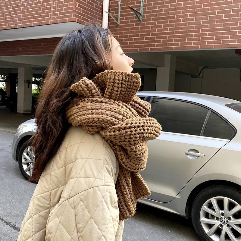 Scarves Women Knit Scarf Women Winter Warm Wraps Elegant Fashion Lady Knitted Shawls 2021 New Female Shawls