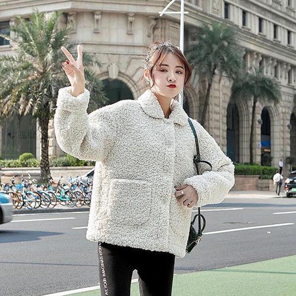 Winter All-match Lamb Wool Women's Coat Women's Fur All-in-one Short Grain Velvet Coat