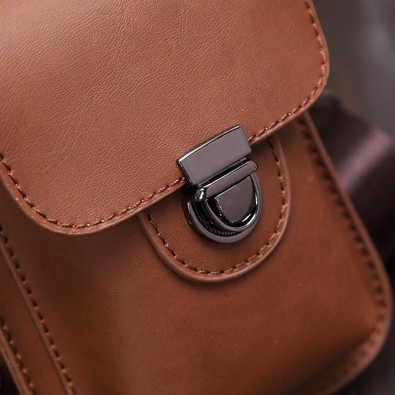 Shoulder Bag Men Pu Leather Waterproof Mobile Phone smoke Bag Pockets Outdoor Sports Messenger Bag