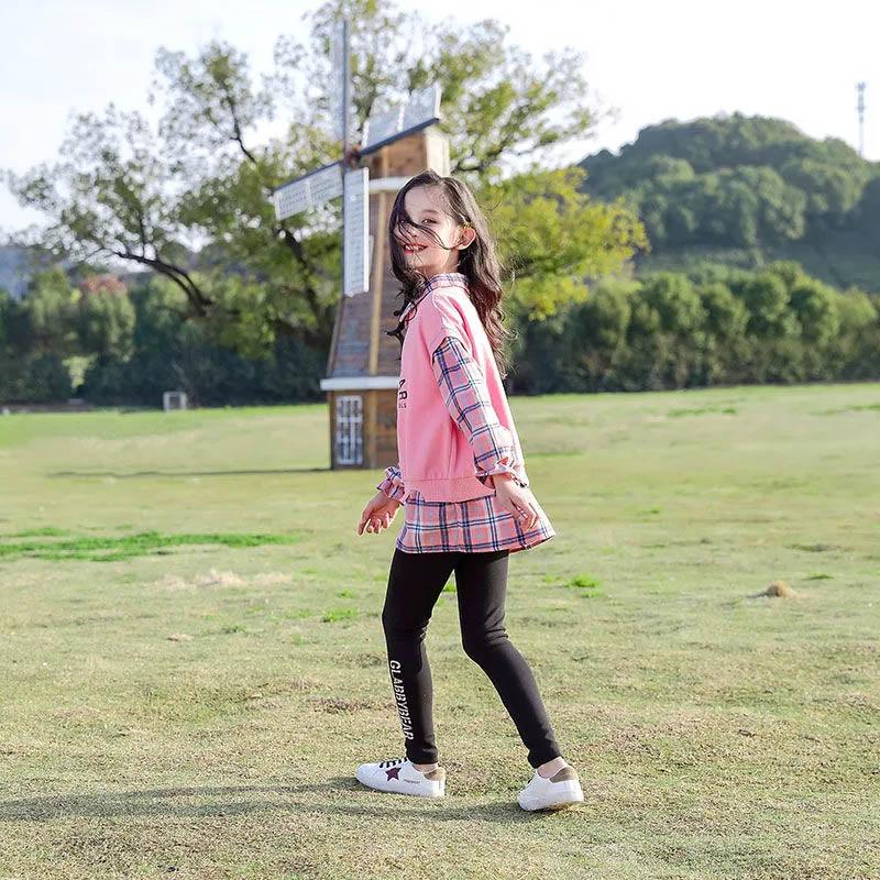 Girls Suit Spring and Autumn Korean Version Loose Pullover Shirt Long-sleeved Sweater + Leggings Trousers Casual Children's Two-piece Set