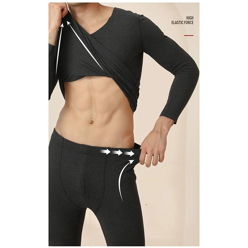 Men's 2 Pieces Long-sleeve Suit Set Thermal Underwear Temperature Homewear Slim Comfortable Home Pajamas Tight Warm Body Suit Round Neck Clothing