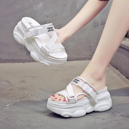 Platform Wedges Shoes Women Slippers Luxury Open Peep Toes Summer Shoes  transparent  Slippers Women Slides Wedge Sandals