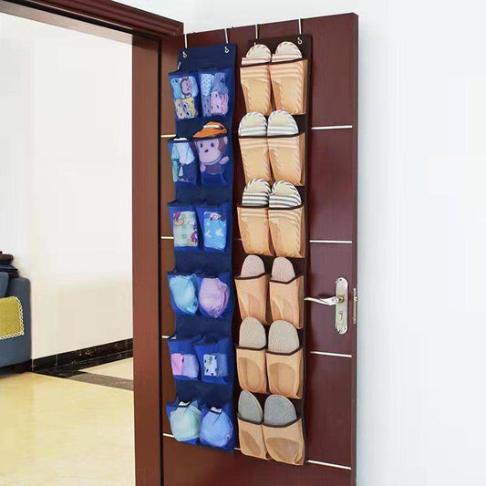 12/24 Grids Shoe Storage Bag Behind The Door Grid Hanging Bag Finishing Bag Wall Hanging Debris Storage Bag Wardrobe Multi-layer Cloth Bag