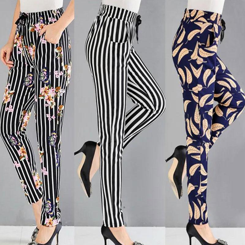 Middle-aged and Elderly Women's Trousers Summer Loose Large Size Stretch High Waist Thin Ladies Casual Trousers