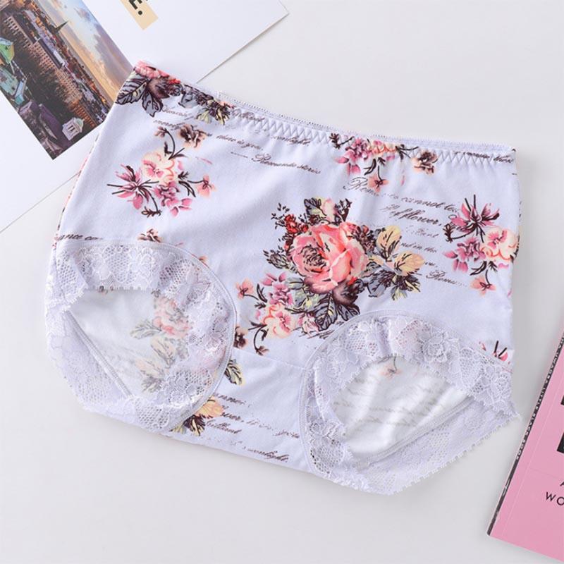 4pcs Ladies Lace Plus Size Panties Seamless Antibacterial Pure Cotton Women's Panties Sexy Printed Boxer Briefs