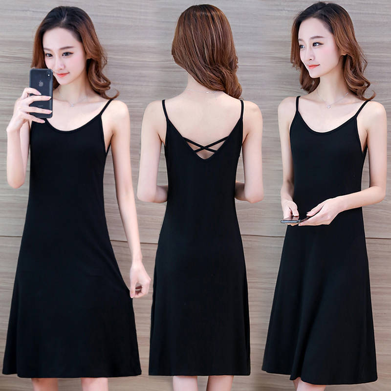 Cotton Sexy Sling Dress Slim Slimming Bottoming Skirt Sling Strapless Strapless Backless Dress A-line Skirt Bottoming Dress