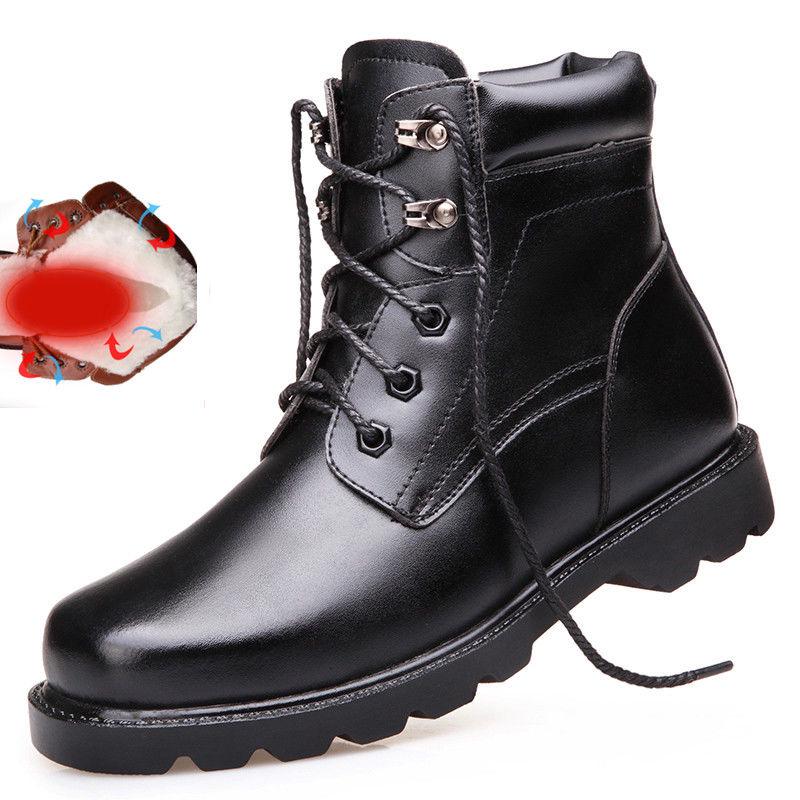 Leather Boots Men Martin Boots Men's Warm Military Boots Velvet Cotton Boots Army Boots Snow Boots