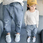 Children's Jeans Boys and Girls' Spring and Autumn Korean Style Casual Pants with Loose Embroidery Denim Pants