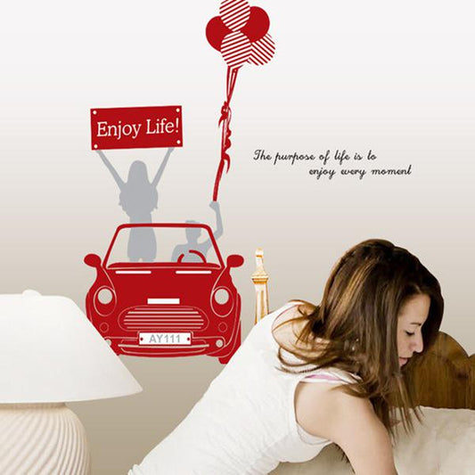 Love car bedroom romantic wall sticker TV background wallpaper removable self-adhesive