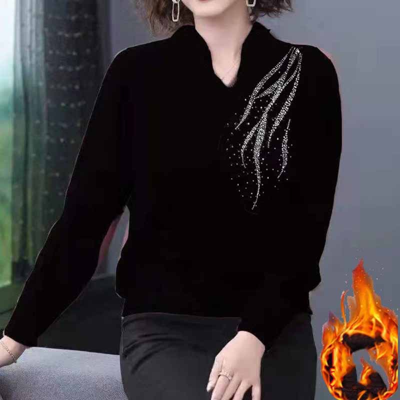 Autumn and Winter Models Plus Velvet Bottoming Shirt Women Double-sided German Velvet Mother Wear All-match Long-sleeved T-shirt Women