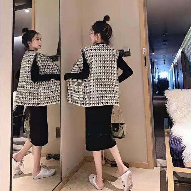 Sweater Suit Xiaoxiang Style Sub-vest Cardigan Jacket Autumn and Winter Knitted Sweater Suit Sweater Skirt Female Two-piece Suit