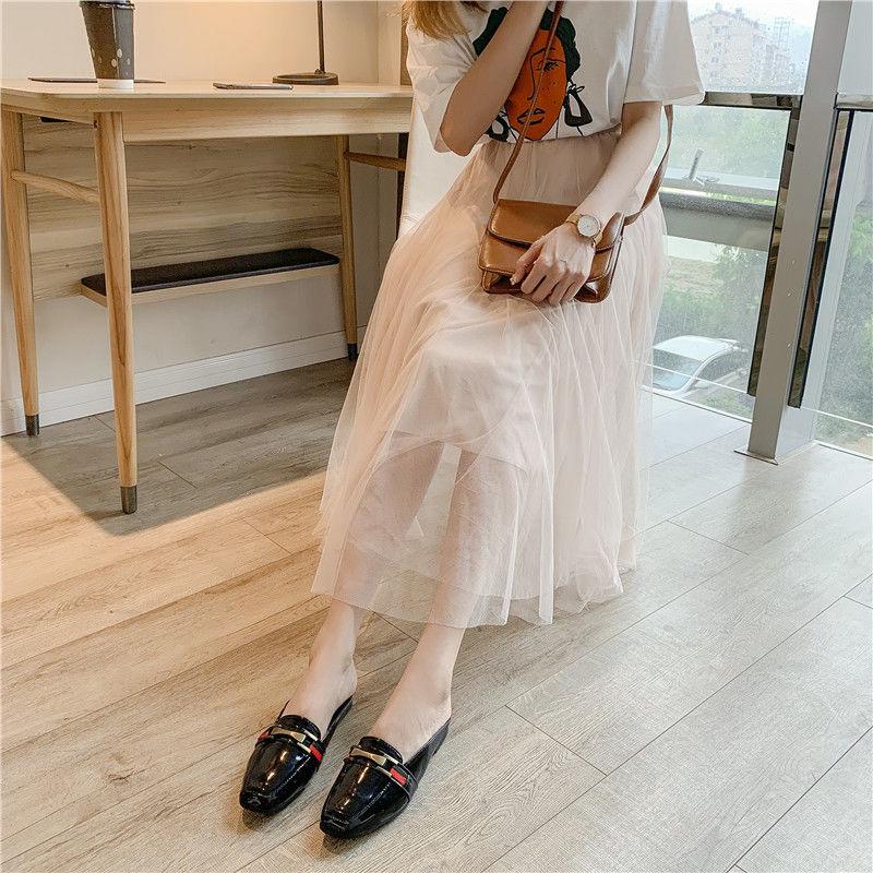 Semi-slipper Women Summer No Heel Korean Flat Wild Fashion Wear Sandals Beach Slippers Women's Shoes Platform