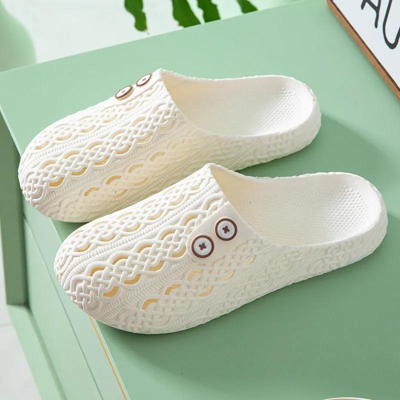 Women's Hole Toe Shoes Cute Non-slip Beach Sandals Girls Summer Outside The Bathroom Home Thick Bottom Stepping on Shit Slippers