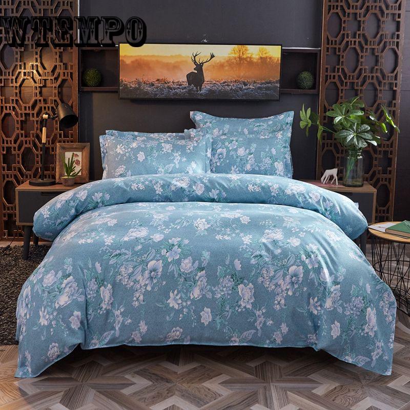 Luxury Egyptian Cotton Bedding Set Pastoral Bed Linen Flower Print Duvet Cover Bedspread