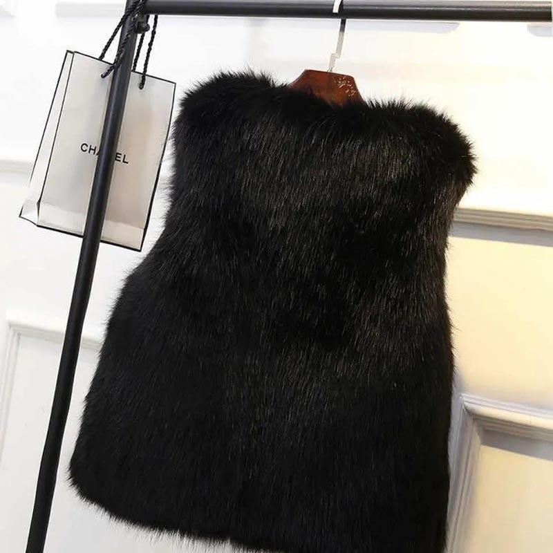 Fur Vest Women's Mid-length Autumn and Winter Imitation Fox Fur Vest Slim Fashion Vest Coat