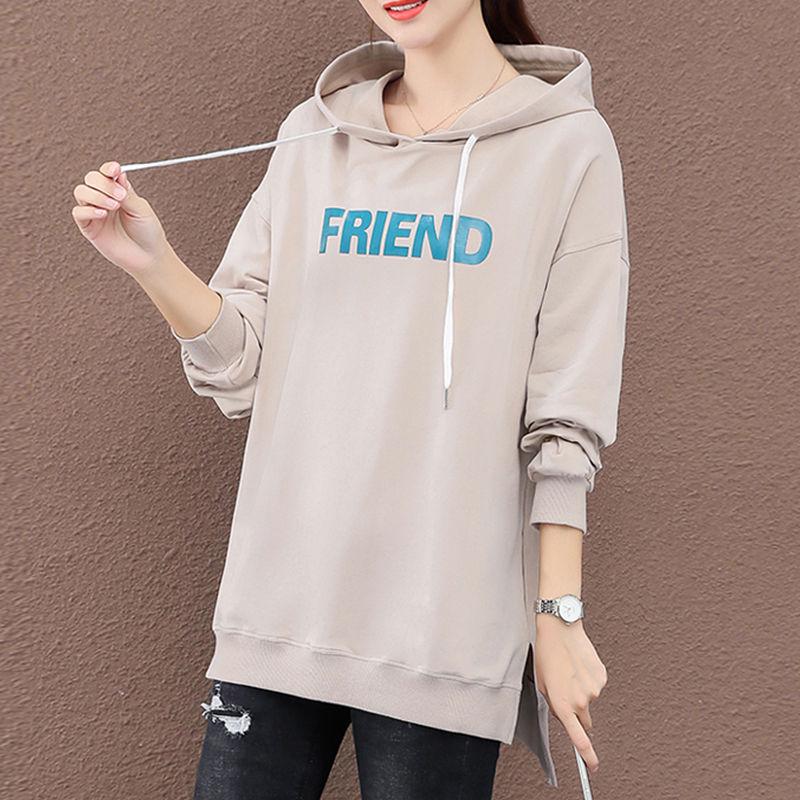 Large size long sleeve warm hooded top spring and autumn sweater cotton women's sweatshirt wild