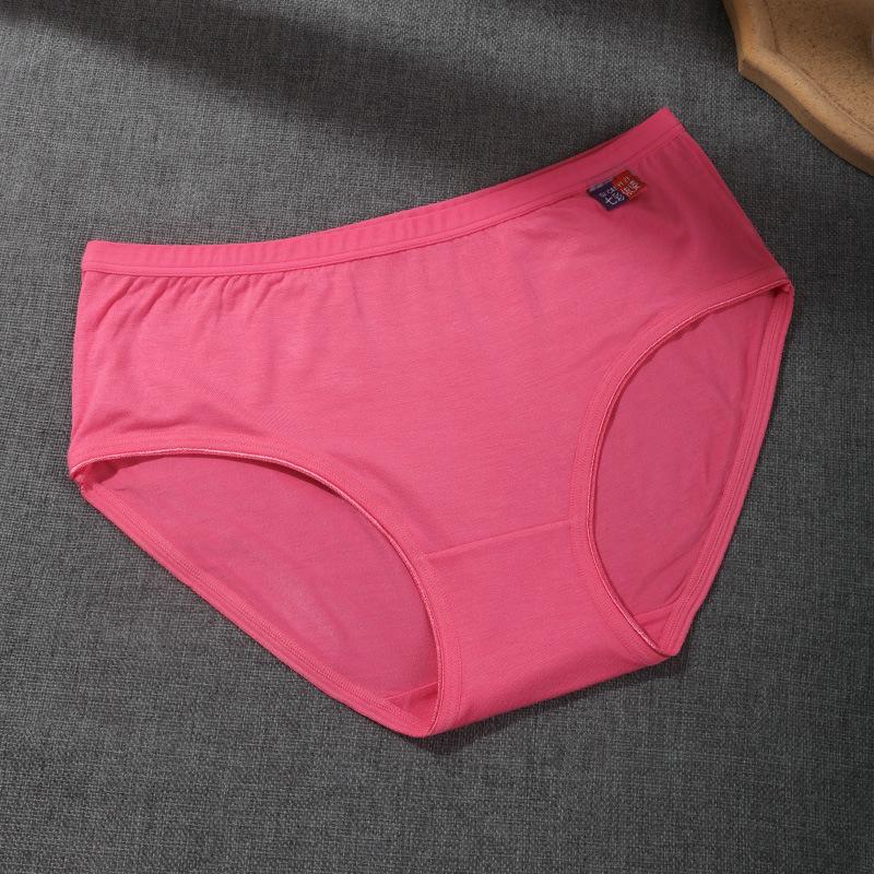 4Pcs/Set Women's Seamless Cotton Panties Solid Color Large Size Mid Waist Causal Soft Briefs