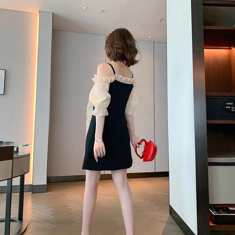 Female Vintage High Waist Holiday Backless Dress Elegant Slim Evening Club Dress Irregular Double Breasted Party Dress