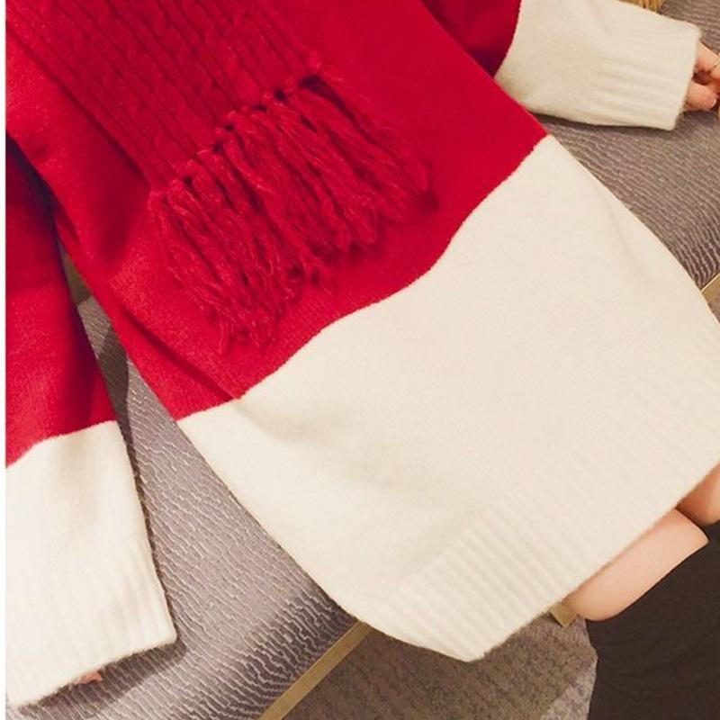 Large Size Cover Belly Women's Autumn and Winter Thickened Dress Age Reduction Color Matching Sweater