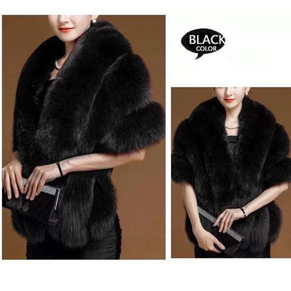 Autumn Winter Faux Fur Shawl Coat Women's Cheongsam Wedding Capes with  Slim Fit  Faux Fox Fur Warm Shawls and Wraps